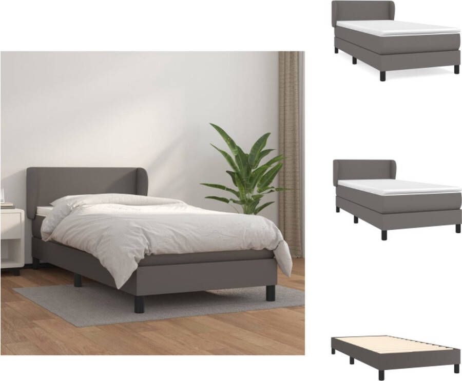 VidaXL Boxspring bed Comfort Bed 203 x 80 x 78 88 cm Inclusief hoofdbord matras en topmatras Grijs kunstleer Pocketvering matras Middelharde ondersteuning Huidvriendelijk topmatras Bed - Foto 4