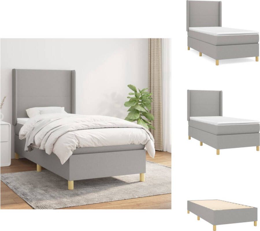 VidaXL Boxspringbed Comfort Bed 203x103x118 128cm Lichtgrijs Bed