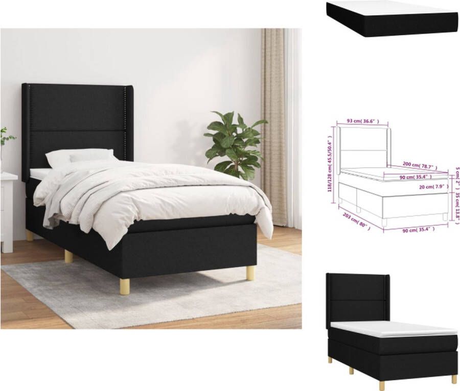 VidaXL Boxspringbed Pocketvering 203 x 93 x 118 128 cm Duurzaam Verstelbaar hoofdbord Middelharde ondersteuning Huidvriendelijk topmatras Bed - Foto 5