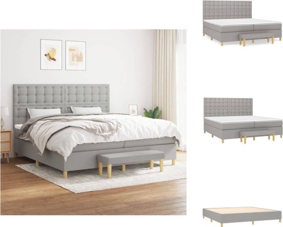 VidaXL boxspringbed 203 x 200 x 118 128 cm Duurzaam materiaal praktisch hoofdbord comfortabele ondersteuning pocketvering matras middelharde ondersteuning huidvriendelijk topmatras multifunctioneel bankje Bed - Foto 2