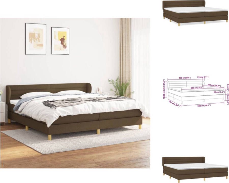 VidaXL Boxspringbed Comfort Bed Afmeting- 203 x 203 x 78 88 cm Ken- Duurzaam materiaal Bed