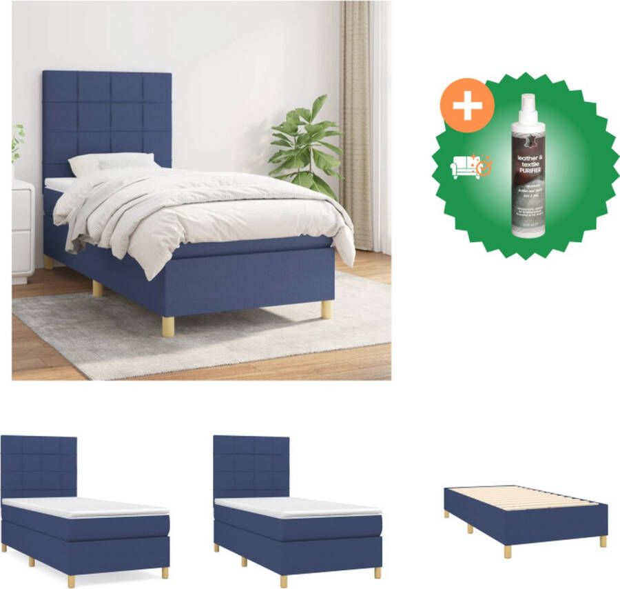 VidaXL Boxspringbed Comfort Bed Afmeting- 203 x 90 x 118 128 cm Pocketvering matras Middelharde ondersteuning Bed Inclusief Reiniger