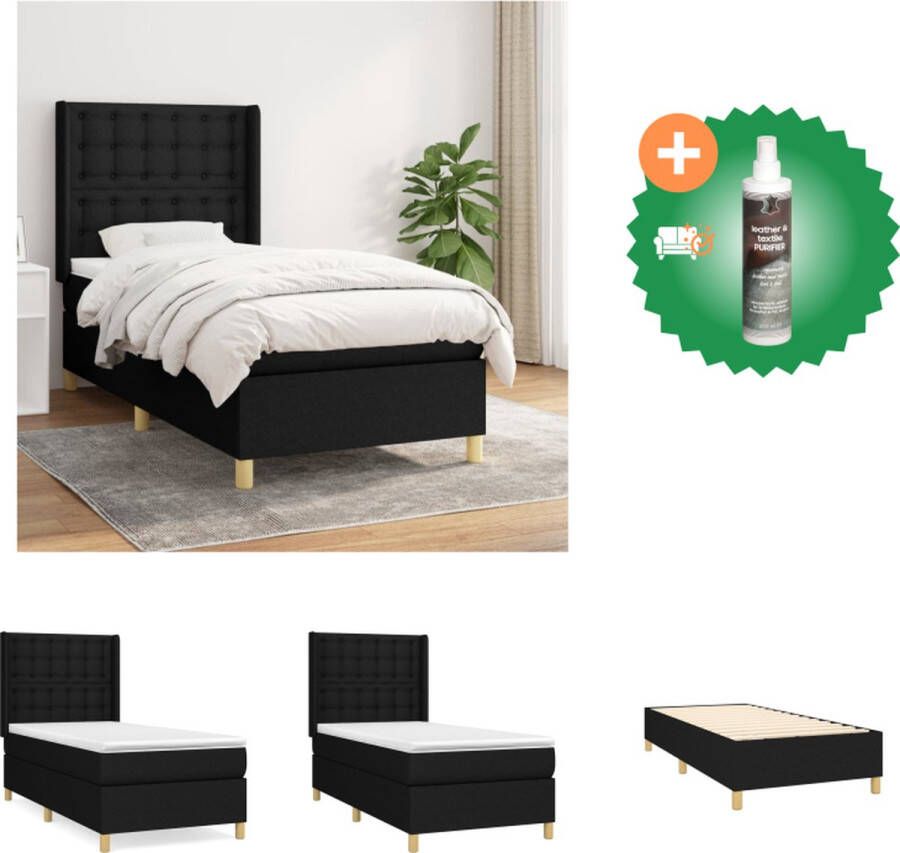 VidaXL Boxspringbed Comfort Bed Afmeting- 203 x 93 x 118 128 cm Ken- Duurzaam materiaal Kleur- zwart Bed Inclusief Reiniger