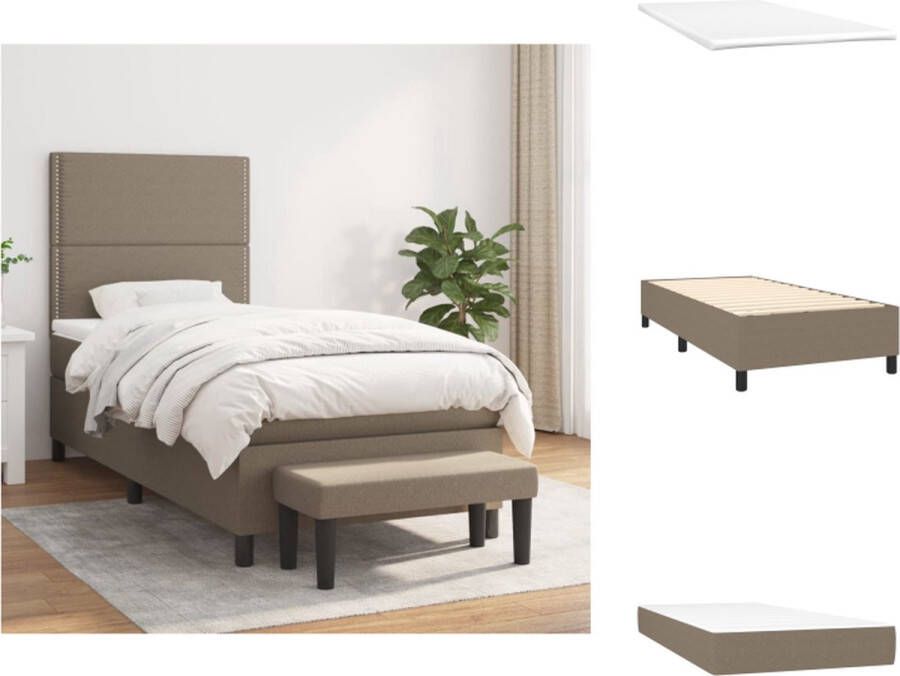 vidaXL Boxspringbed Comfort Bed Bank 193 x 90 x 118 128 cm Taupe Pocketvering Matras Middelharde Ondersteuning Huidvriendelijk Topmatras Inclusief Montagehandleiding Bed