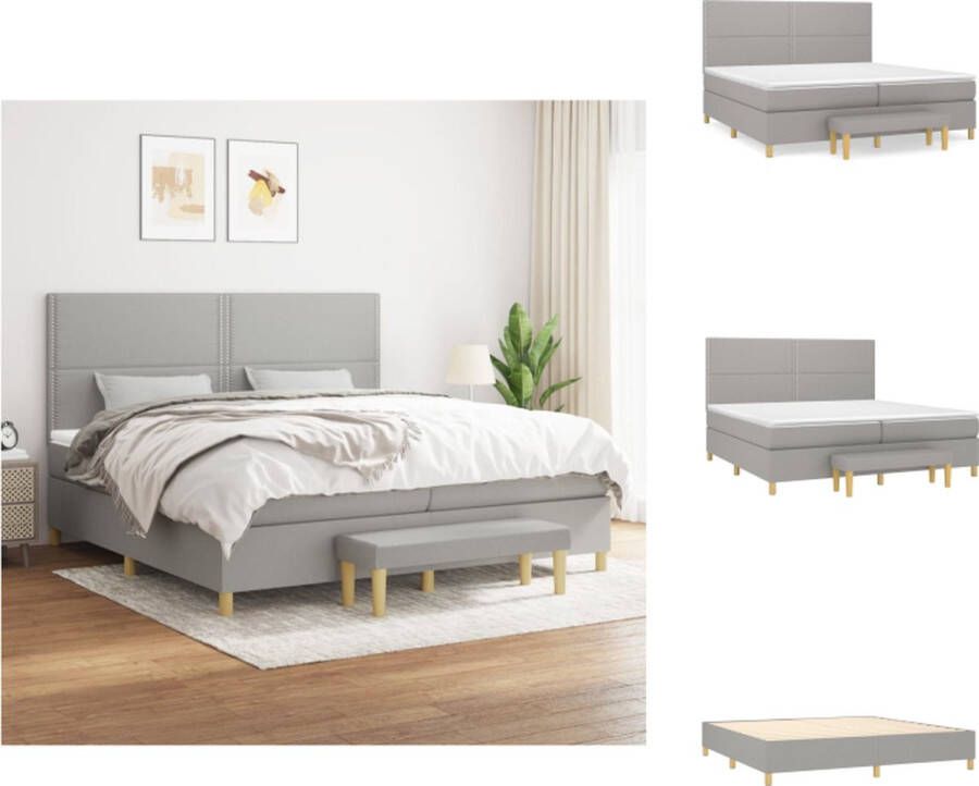VidaXL Boxspringbed Comfort Bed Matras Topmatras Bank 203 x 200 x 118 128 cm Lichtgrijs Bed - Foto 1