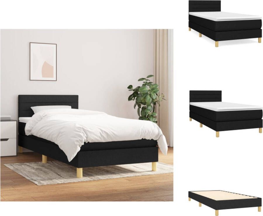 VidaXL Boxspringbed Comfort Bed met Pocketvering Matras 90x200 cm Zwart Bed