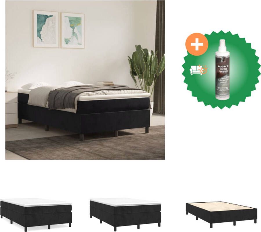 VidaXL Boxspringbed Comfort Bedframe Zwart 203 x 120 x 35 cm Matras Pocketvering 120 x 200 x 20 cm Topmatras Huidvriendelijk 120 x 200 x 5 cm Bed Inclusief Reiniger - Foto 2