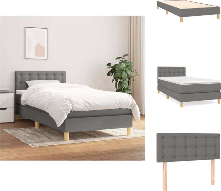 VidaXL Boxspringbed naam Bed 203 x 80 x 78 88 cm Donkergrijs Pocketvering matras Middelharde ondersteuning Huidvriendelijk topmatras Bed - Foto 2
