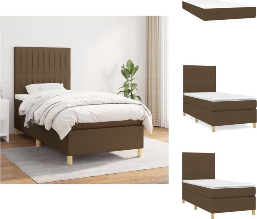 vidaXL boxspringbed Comfort Dream Bed 203 x 83 x 118 128 cm Donkerbruin Pocketvering matras Middelharde ondersteuning Huidvriendelijk topmatras Bed