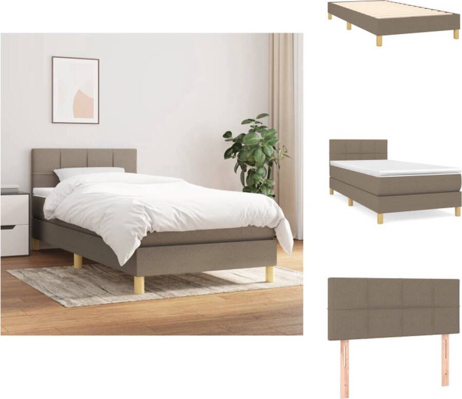 VidaXL Boxspringbed Comfort Line Bed met Pocketvering Matras 80 x 200 cm Taupe Met verstelbaar Hoofdbord Bed