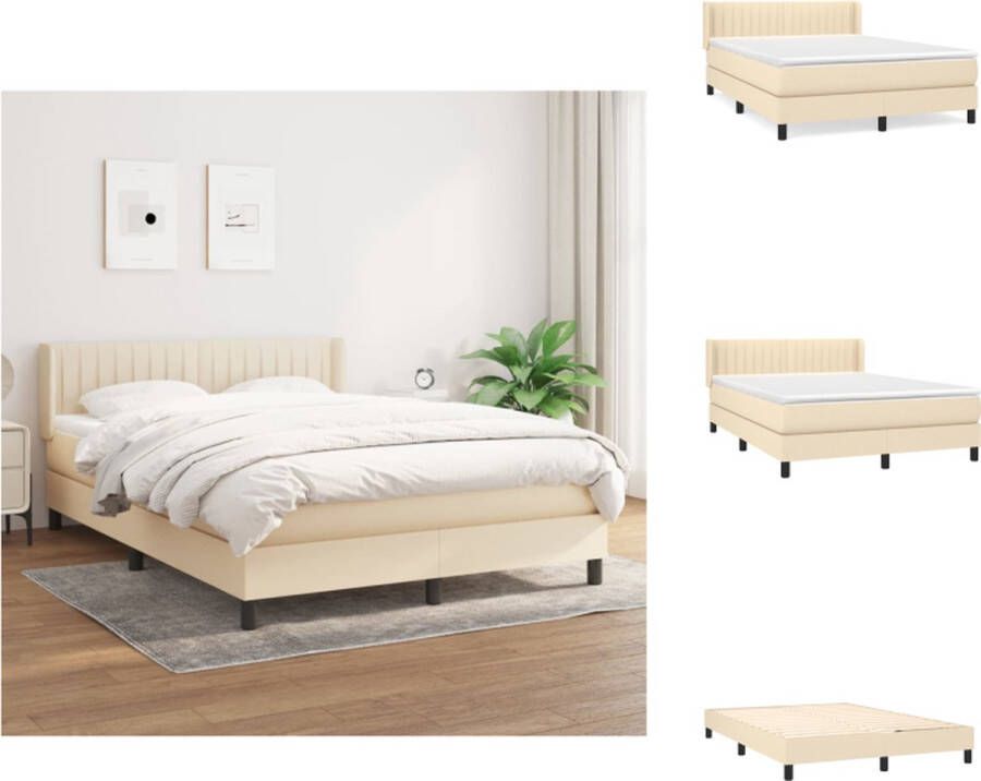 VidaXL Boxspringbed Comfort Plus Bed 193 x 147 x 78 88 cm Crème Stof Pocketvering matras Middelharde ondersteuning Huidvriendelijk topmatras Bed - Foto 1
