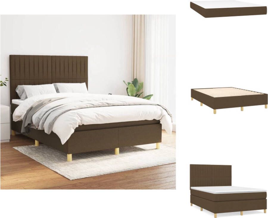 VidaXL Boxspringbed Comfort Plus Bed 193x144x118 128 cm Donkerbruin Bed - Foto 1