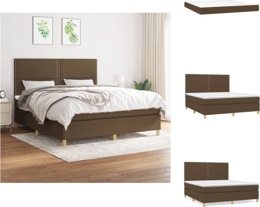 VidaXL Boxspringbed Comfort Plus Bed 203 x 160 x 118 128 cm Donkerbruin Stof (100% polyester) Bed - Foto 1