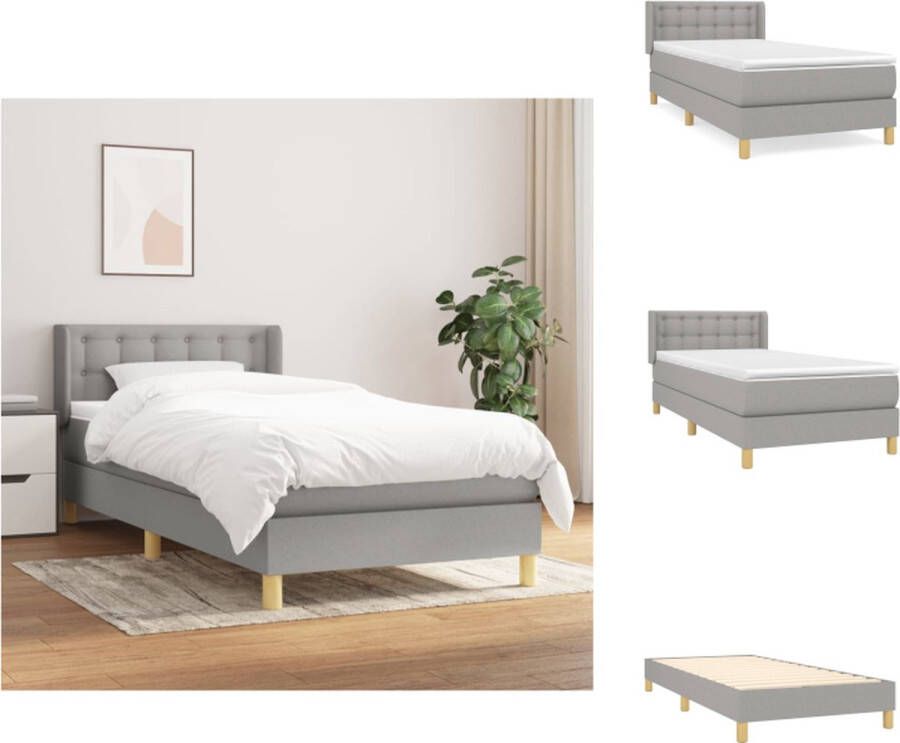 VidaXL Boxspringbed Comfort Plus Bed 90x190 cm Lichtgrijs Bed