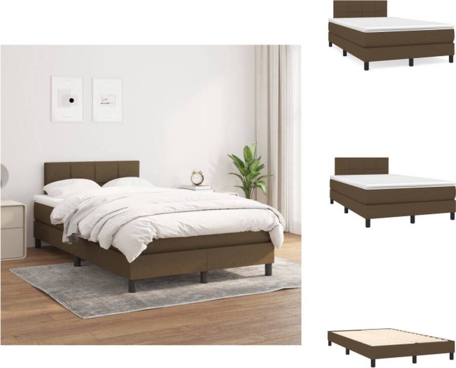 VidaXL Boxspringbed Pocketvering 120 x 200 cm Donkerbruin Verstelbaar hoofdbord Comfortabele ondersteuning Duurzaam materiaal Middelharde ondersteuning Huidvriendelijk topmatras Inclusief montagehandleiding Bed - Foto 3