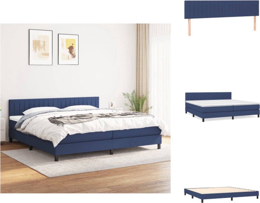 VidaXL Boxspringbed Comfort Sleep Bed 203x200x78 88 Blauw Stof (100% polyester) Multiplex Pocketvering Matras Middelharde Ondersteuning Huidvriendelijk Topmatras Inclusief Montagehandleiding Bed