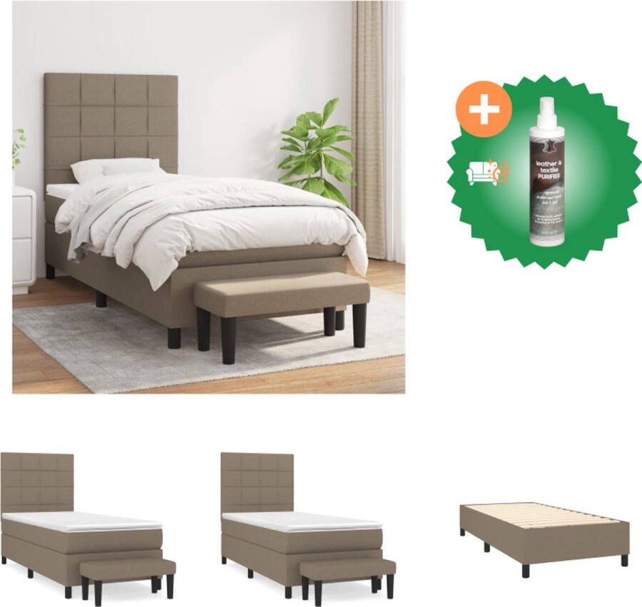 VidaXL Boxspringbed Comfortabele ondersteuning Pocketvering matras Middelharde steun Huidvriendelijk topmatras Inclusief bankje Bed Inclusief Reiniger