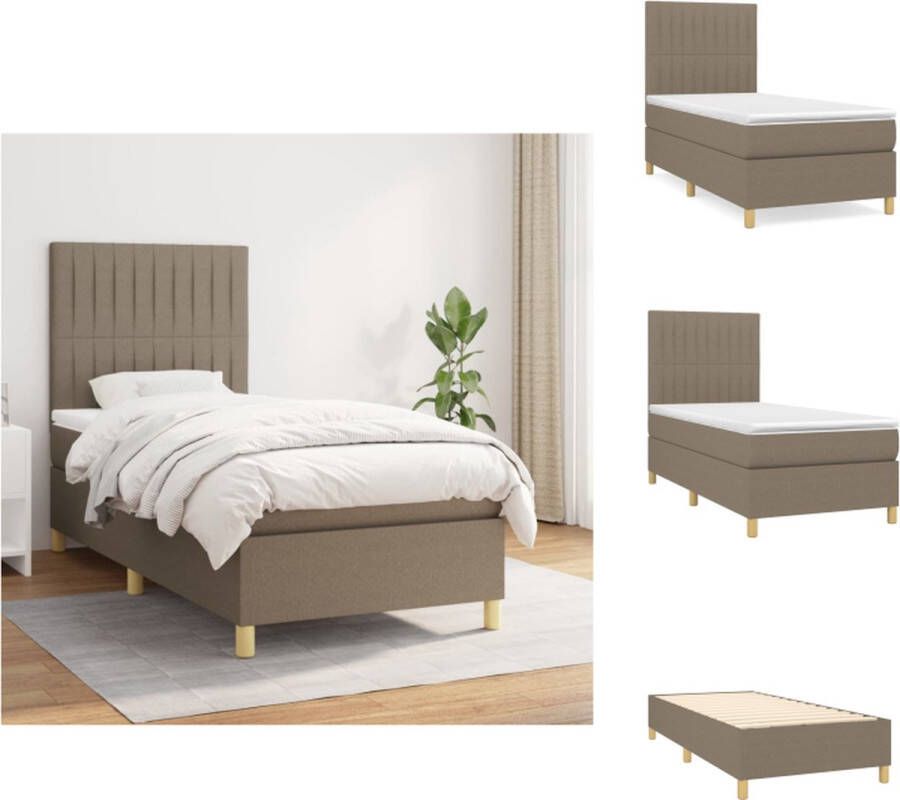 VidaXL Boxspringbed Serene Bed met verstelbaar hoofdbord pocketvering matras en huidvriendelijk topmatras 203 x 83 x 118 128 cm Taupe 80 x 200 x 20 cm (bedmatras) 80 x 200 x 5 cm (bedtopmatras) Bed - Foto 2