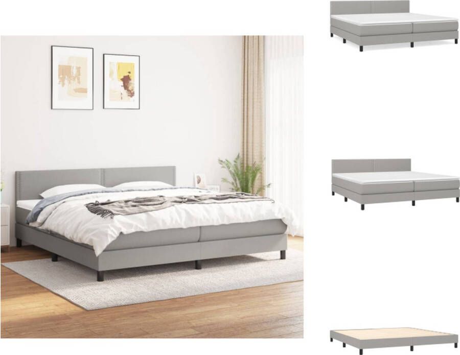 VidaXL Boxspringbed Comfort Plus Bed 203 x 200 x 78 88 cm Lichtgrijs Pocketvering en Schuim Met verstelbaar hoofdbord Huidvriendelijk topmatras Inclusief montagehandleiding Bed - Foto 5