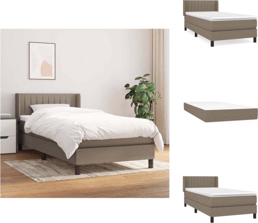 VidaXL Boxspringbed Corvallis Bed Taupe 203x103x78 88 cm Pocketvering matras Middelharde ondersteuning Huidvriendelijk topmatras Inclusief montagehandleiding Bed