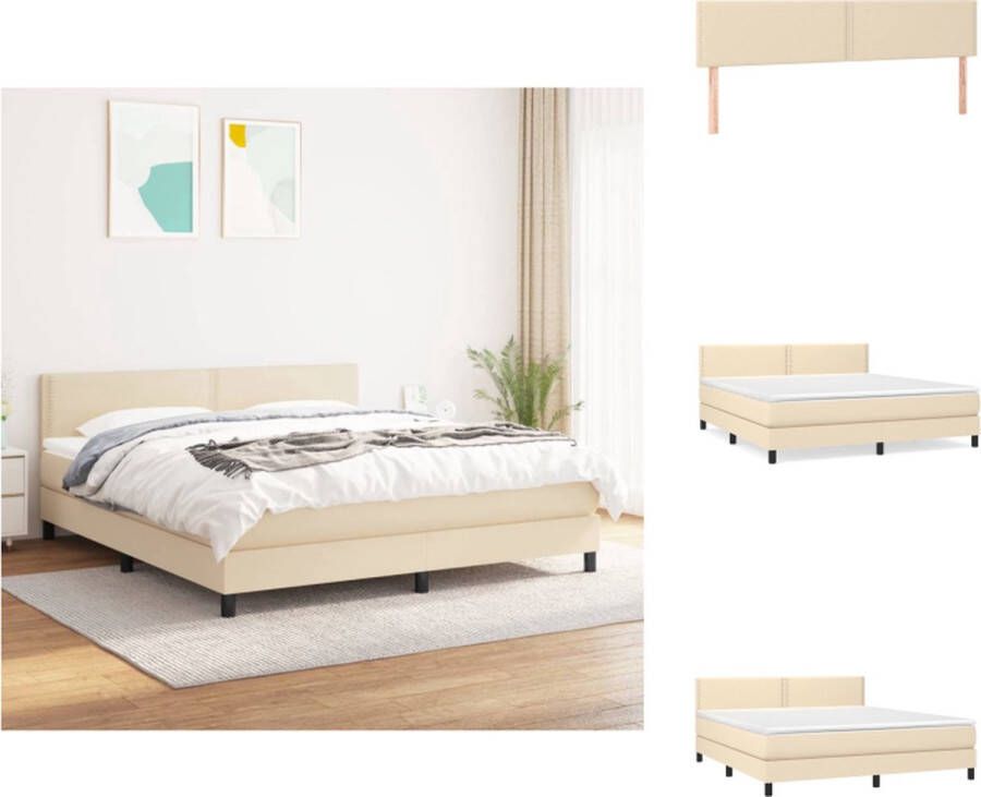 VidaXL Boxspringbed Pocketvering 180x200 cm Crème Hoge kwaliteit Verstelbaar hoofdbord Middelharde ondersteuning Huidvriendelijk topmatras Bed - Foto 3