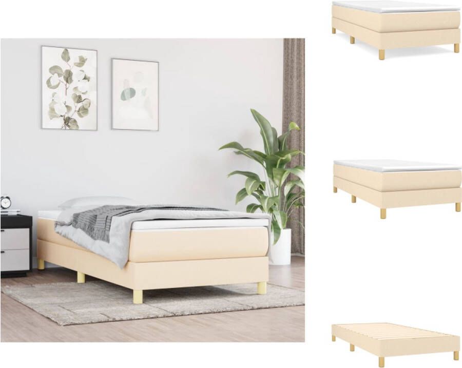 VidaXL Boxspringbed Pocketvering Middelharde ondersteuning Huidvriendelijk Multiplex lattenbodem Crème 203x90x25cm Inclusief montagehandleiding Bed - Foto 2