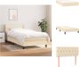 VidaXL Boxspringbed Crème 203x103x78 88 cm Met verstelbaar hoofdbord pocketvering matras en huidvriendelijke topmatras Bed - Thumbnail 2