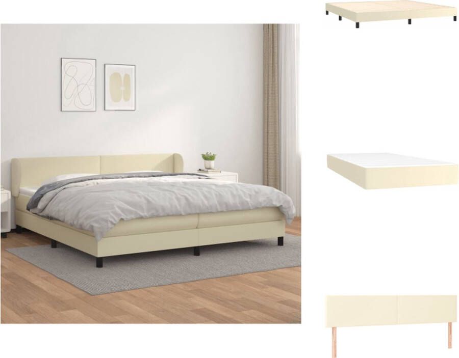 vidaXL Boxspringbed Crème Kunstleer 203x203x78 88 cm Pocketvering Matras Middelharde Ondersteuning Huidvriendelijk Topmatras Bed