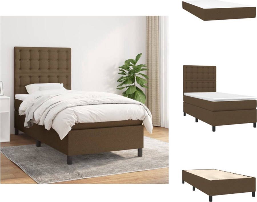 VidaXL Boxspringbed Dark Brown Size- 193 x 90 x 118 128 cm Pocket spring mattress Medium firm support Skin-friendly mattress topper Bed - Foto 4
