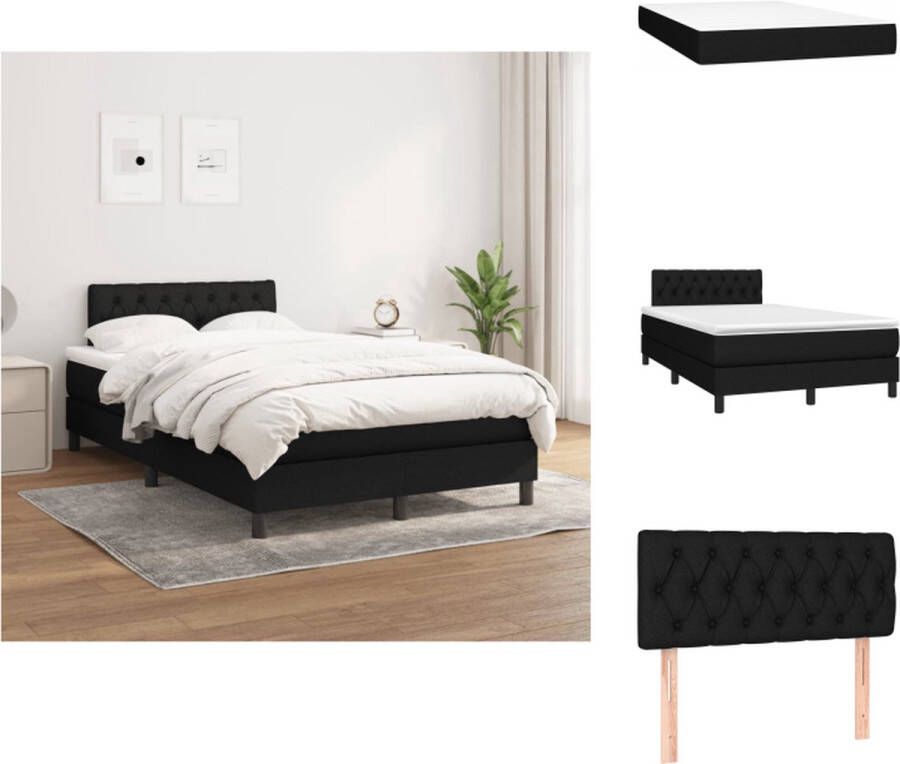 VidaXL Boxspringbed Deluxe Bed 203x120x78 88 cm Zwart Stof Inclusief matras en topmatras Bed