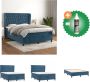 VidaXL Boxspringbed donkerblauw fluweel 193 x 147 x 118 128 cm pocketvering matras middelharde ondersteuning huidvriendelijk topmatras Bed Inclusief Reiniger - Thumbnail 1