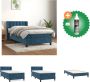 VidaXL Boxspringbed donkerblauw fluweel 193 x 93 x 78 88 cm pocketvering matras middelharde ondersteuning huidvriendelijk topmatras Bed Inclusief Reiniger - Thumbnail 1