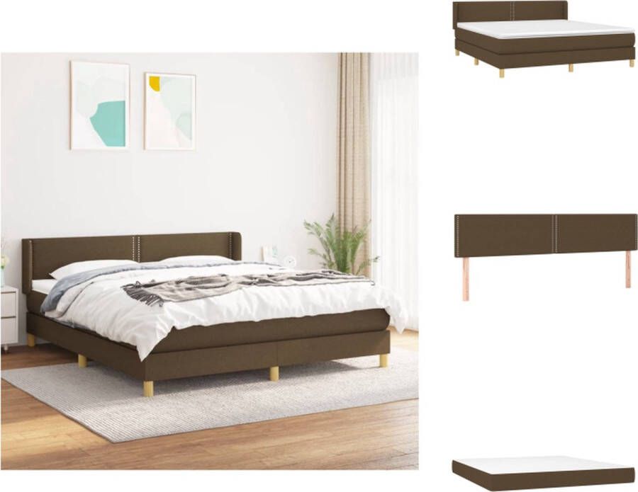 VidaXL boxspringbed Donkerbruin 180 x 200 cm Pocketvering matras en comfortabel topmatras Bed