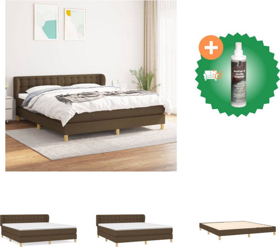 VidaXL Boxspringbed Donkerbruin stoffen bed 203 x 180 x 78 88 cm Pocketvering matras 180 x 200 x 20 cm Huidvriendelijk topmatras Montagehandleiding Inclusief bedframe hoofdeind matras en topmatras Bed Inclusief Reiniger - Foto 3