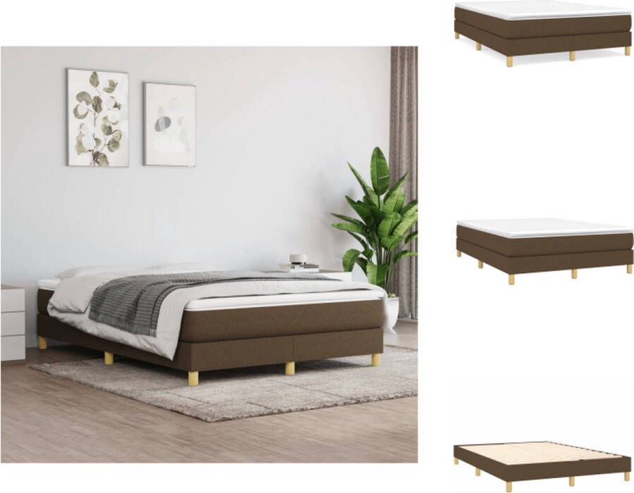 VidaXL Boxspringbed donkerbruin 193 x 140 x 25 cm pocketvering matras middelharde ondersteuning huidvriendelijk topmatras Bed