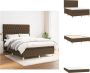 VidaXL Boxspringbed Donkerbruin 193 x 144 x 118 128 cm Pocketvering matras Middelharde ondersteuning Huidvriendelijk topmatras Bed - Thumbnail 1