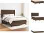 VidaXL Boxspringbed Donkerbruin 193 x 147 x 118 128 cm Pocketvering matras Middelharde ondersteuning Huidvriendelijk topmatras Bed - Thumbnail 1