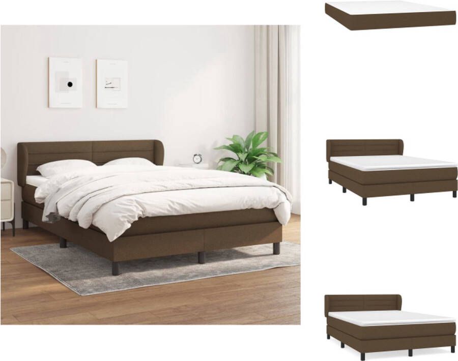 vidaXL Boxspringbed Donkerbruin 193 x 147 x 78 88 cm Pocketvering matras Middelharde ondersteuning Huidvriendelijk topmatras Bed