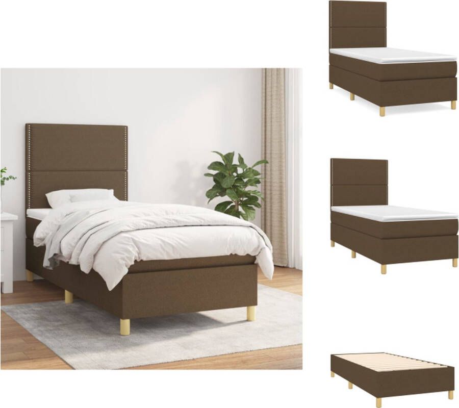 VidaXL Boxspringbed s Bed 203 x 100 x 118 128 cm Duurzaam materiaal verstelbaar hoofdbord pocketvering matras middelharde ondersteuning huidvriendelijk topmatras Bed - Foto 3
