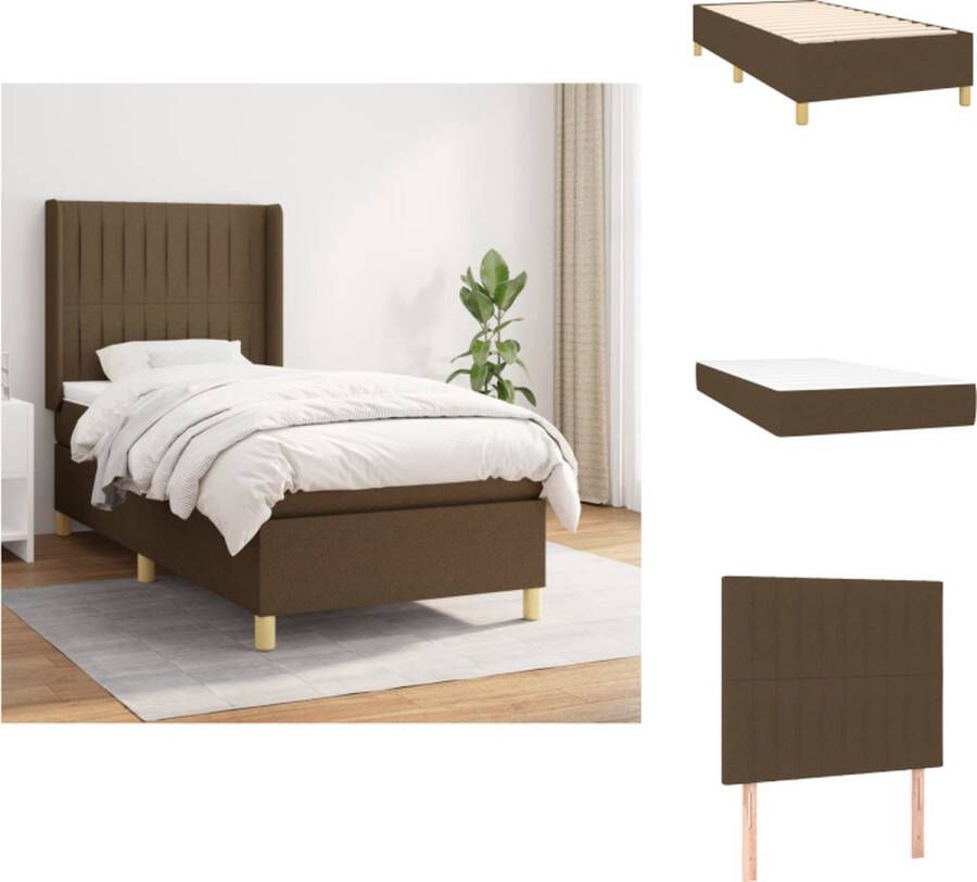 VidaXL Boxspringbed met Verstelbaar Hoofdbord 203 x 103 x 118 128 cm Donkerbruin Pocketvering Matras Middelharde Ondersteuning Huidvriendelijk Topmatras Bed - Foto 7
