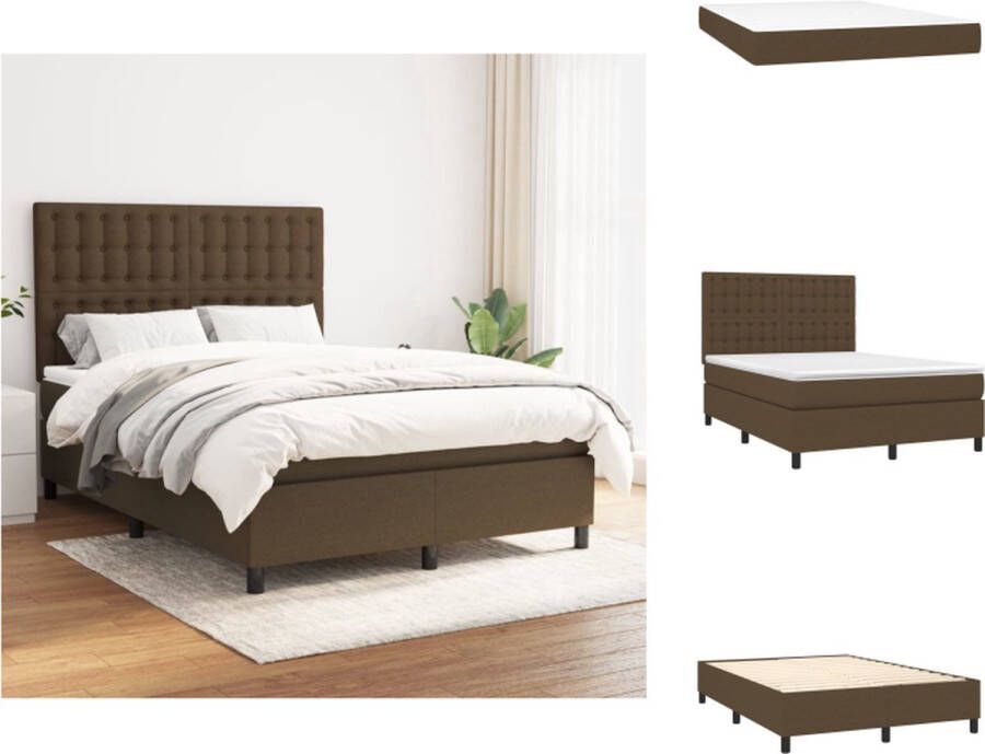 VidaXL Boxspringbed Donkerbruin 203 x 144 x 118 128 cm Duurzaam stofmateriaal verstelbaar hoofdbord pocketvering matras Middelharde ondersteuning Huidvriendelijk topmatras Inclusief montagehandleiding Bed - Foto 5