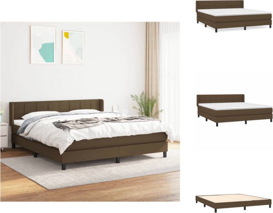 VidaXL Boxspringbed Bed 203 x 183 x 78 88 cm Donkerbruin Huidvriendelijk Pocketvering matras Hoofdbord verstelbaar Middelharde ondersteuning Inclusief topmatras Bed - Foto 3