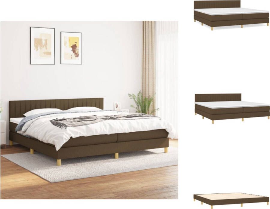 VidaXL Boxspringbed Donkerbruin 203 x 200 x 78 88 cm Pocketvering matras Middelharde ondersteuning Huidvriendelijk topmatras Bed