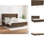 VidaXL Boxspringbed Donkerbruin 203 x 203 x 118 128 cm Met verstelbaar hoofdbord Pocketvering matras Middelharde ondersteuning Huidvriendelijk topmatras Bed - Thumbnail 1