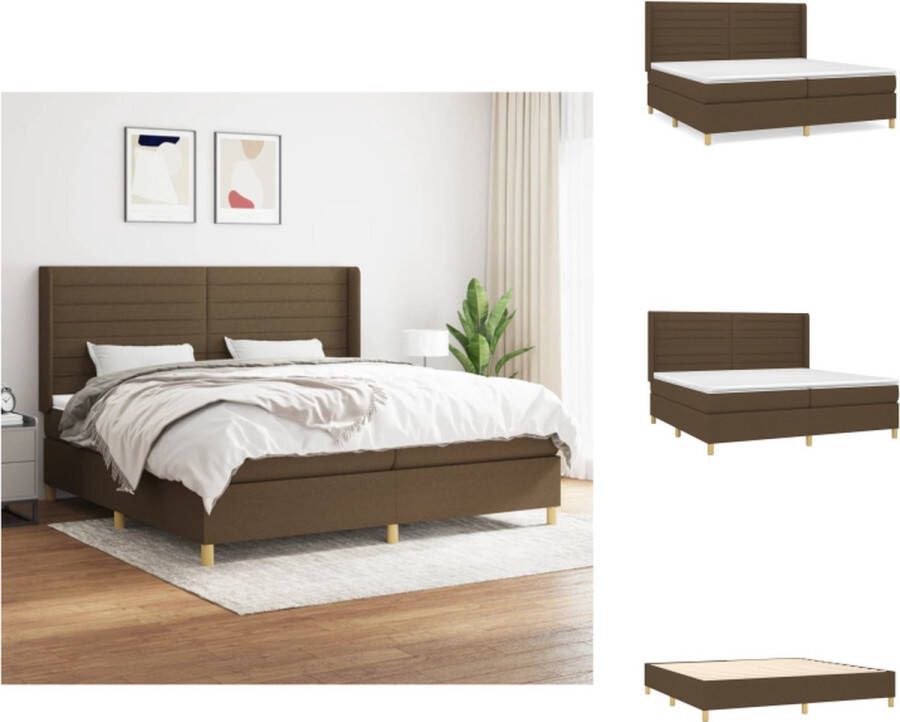 VidaXL Boxspringbed Pocketvering 203x203 cm Donkerbruin Duurzaam Verstelbaar hoofdbord Middelharde ondersteuning Huidvriendelijk topmatras Incl montagehandleiding Bed - Foto 6