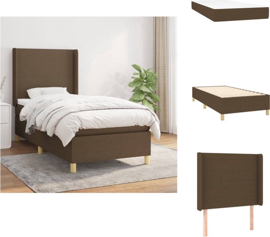 VidaXL Boxspring Boxsprings Bed Slaapmeubel Boxspring met matras stof donkerbruin 80x200 cm - Foto 2