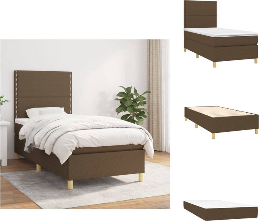 VidaXL boxspringbed Comfort Dream Bed 203 x 83 x 118 128 cm Donkerbruin Pocketvering matras Middelharde ondersteuning Huidvriendelijk topmatras Bed - Foto 3