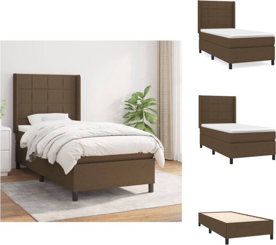 VidaXL Boxspringbed Donkerbruin 203 x 93 x 118 128 cm Met verstelbaar hoofdbord Pocketvering matras Middelharde ondersteuning Huidvriendelijk topmatras Inclusief montagehandleiding Bed - Foto 4
