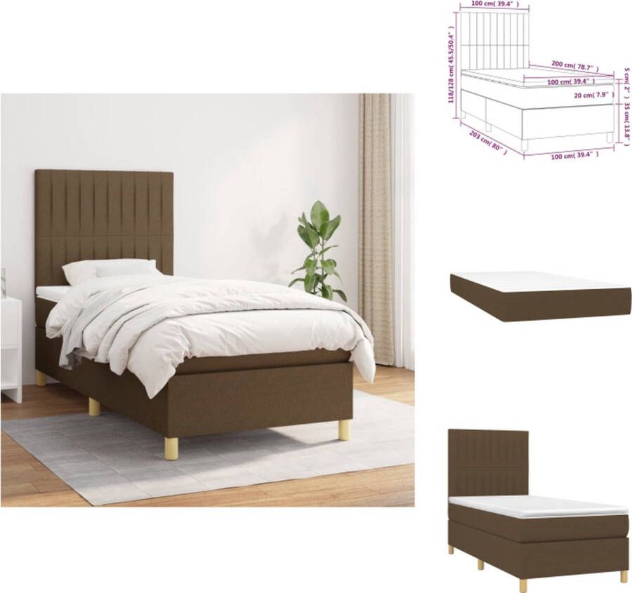 VidaXL Boxspringbed s Bed 203 x 100 x 118 128 cm Duurzaam materiaal verstelbaar hoofdbord pocketvering matras middelharde ondersteuning huidvriendelijk topmatras Bed - Foto 2