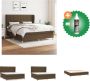 VidaXL Boxspringbed donkerbruin 203x183x118 128 cm pocketvering matras middelharde ondersteuning huidvriendelijk topmatras Bed Inclusief Reiniger - Thumbnail 2